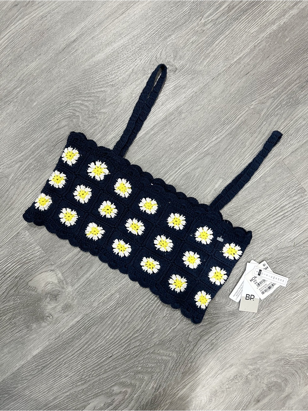 bp Navy Crochet Daisy Camisole with Yellow & White Flowers